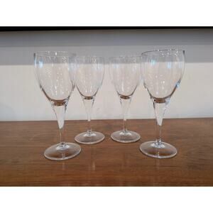 Vintage Set of 4 Bormioli Rocco Michelangelo Wine Glasses Italian Crystal